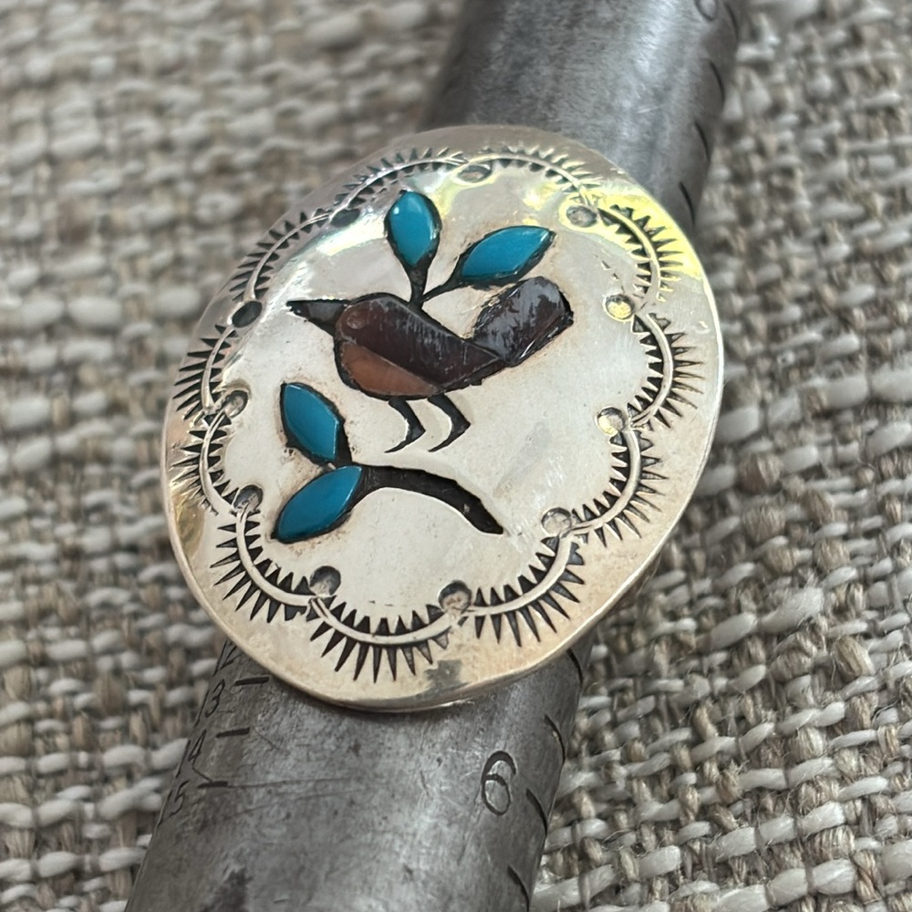 Zuni Bird Multi Stone Inlay Sterling Ring